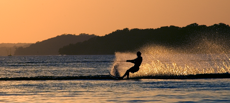 Skiing on Clinton at Dusk