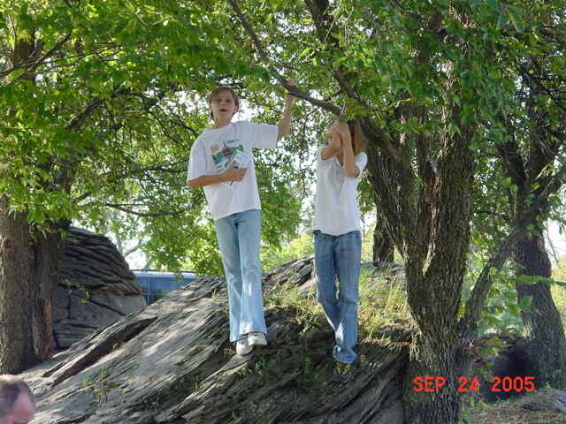 Kids on a rock