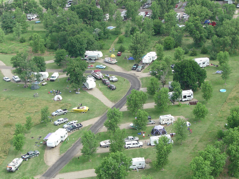 Aerial image of Eagles Landing campground