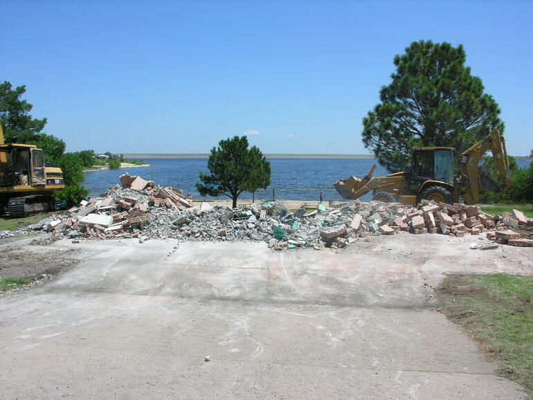 Old beach shower house after demolition